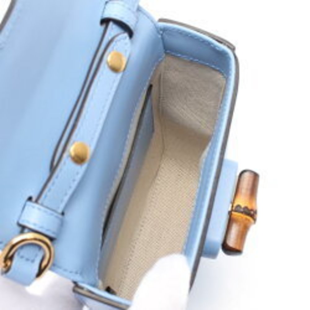 Gucci Bamboo Handbag Leather Blue - Picture 3 of 5
